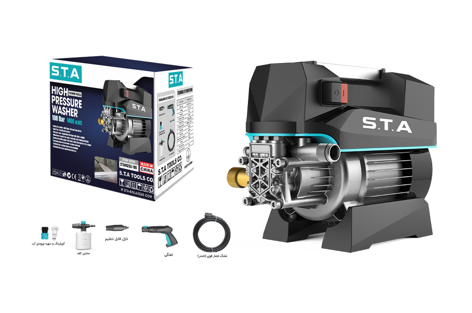 کارواش ۱۰۰ بار دینامی ۱۴۰۰ وات با قابلیت مکش